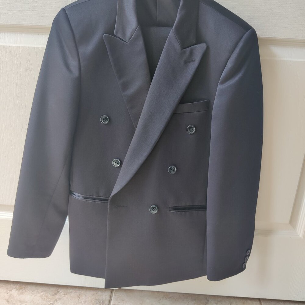 Italian Made Double Breasted Black Suit Teen Boy Size 18